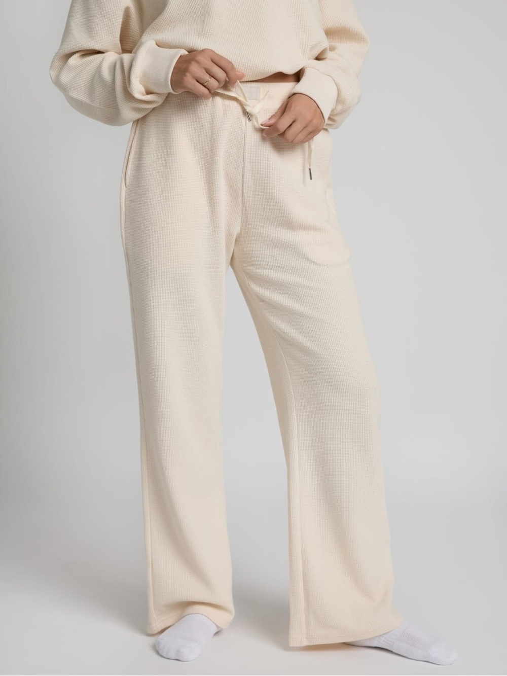 Wide Leg Lounge Pants in Cream